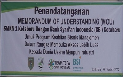 MOU SMKN 1 Kotabaru dengan Bank Syari'ah Indonesia (BSI)